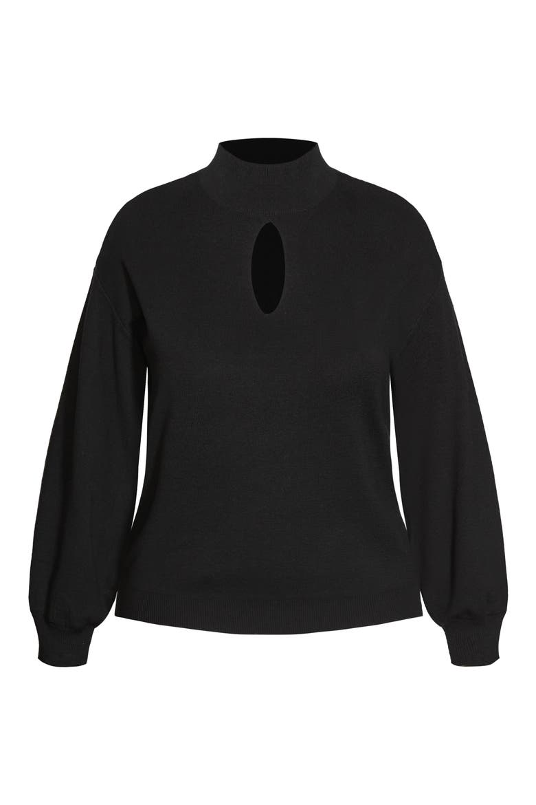 Keyhole Mock Neck Sweater, Alternate, color, BLACK