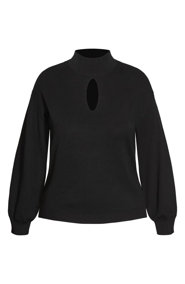 City Chic Keyhole Mock Neck Sweater, Alternate, color, Black