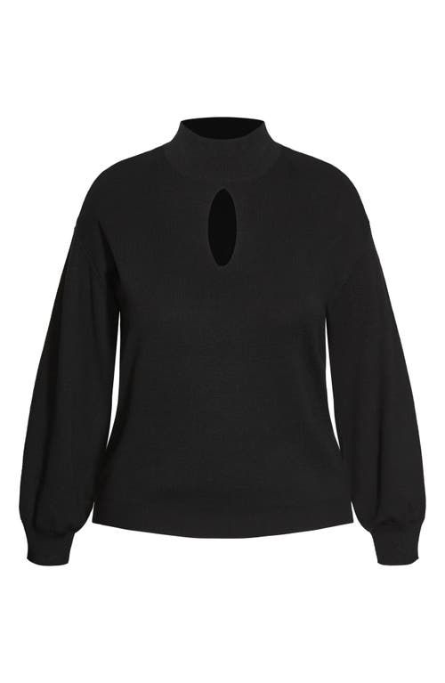 City Chic Keyhole Mock Neck Sweater In Black