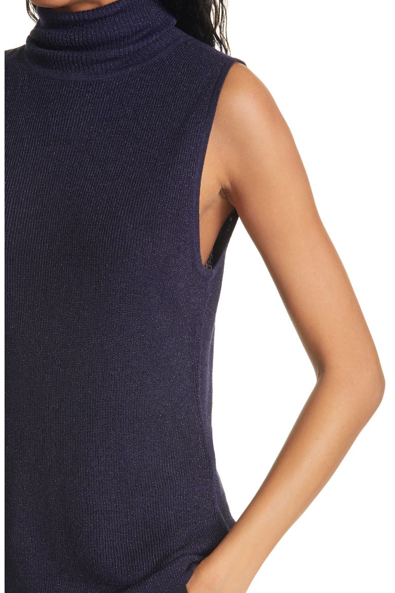 Sabrina Metallic Sleeveless Turtleneck Sweater, Alternate, color, MIDNIGHT
