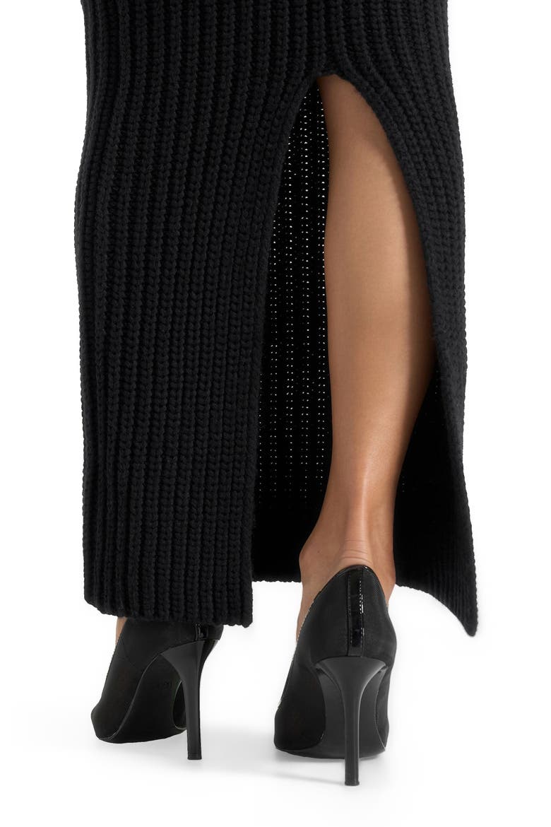 Lyra Knit Maxi Skirt with Foldover, Alternate, color, Black