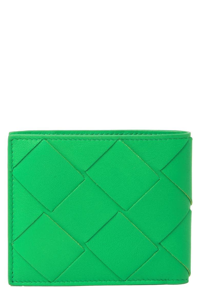 Veneta Large Weave Bi-Fold Wallet, Alternate, color, GRASS