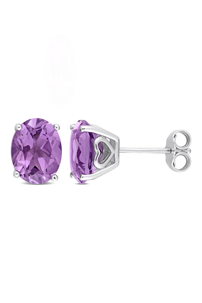 Sterling Silver Lab-Created Amethyst Oval Stud Earrings, Main, color, PURPLE