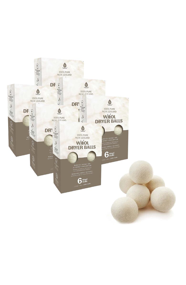 PURSONIC 100% Pure New Zealand Wool Dryer Balls, Main, color, White