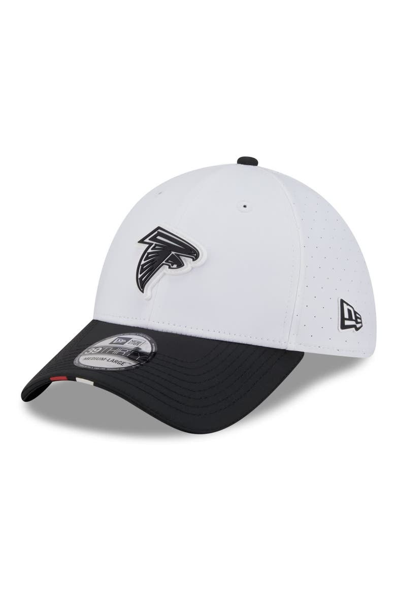 Men's New Era  White/Black Atlanta Falcons 2025 NFL Training Camp 39THIRTY Flex Hat, Main, color, White