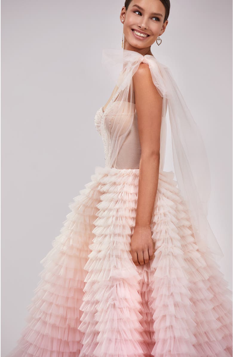 Milla Charming Ball Gown With The Frill-Layered Ombre Maxi Skirt, Alternate, color, 