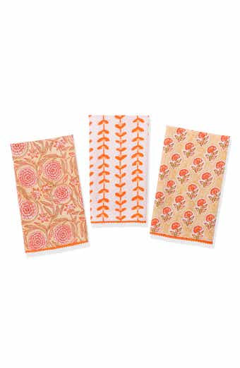 Tiramisu Set of Three Marigold Block Print Kitchen Towels
