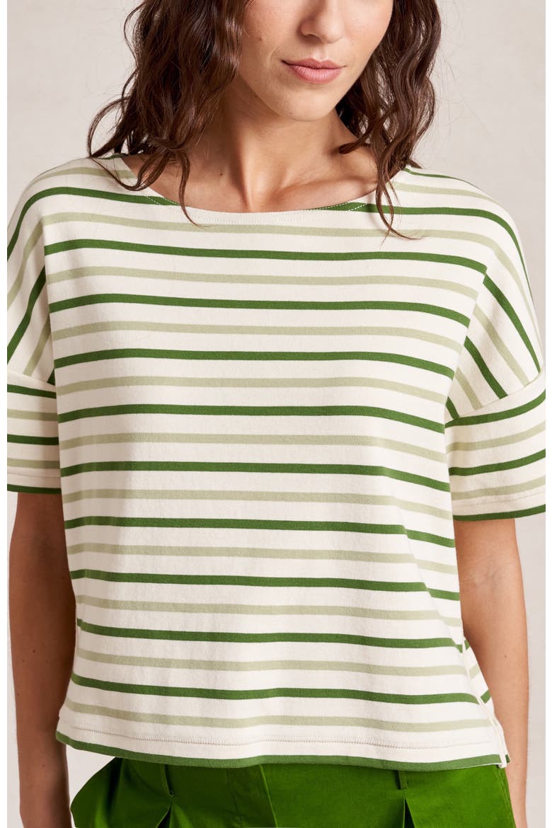 Short Sleeve Breton Tee, Alternate, color, Ecru/Cactus/Celadon