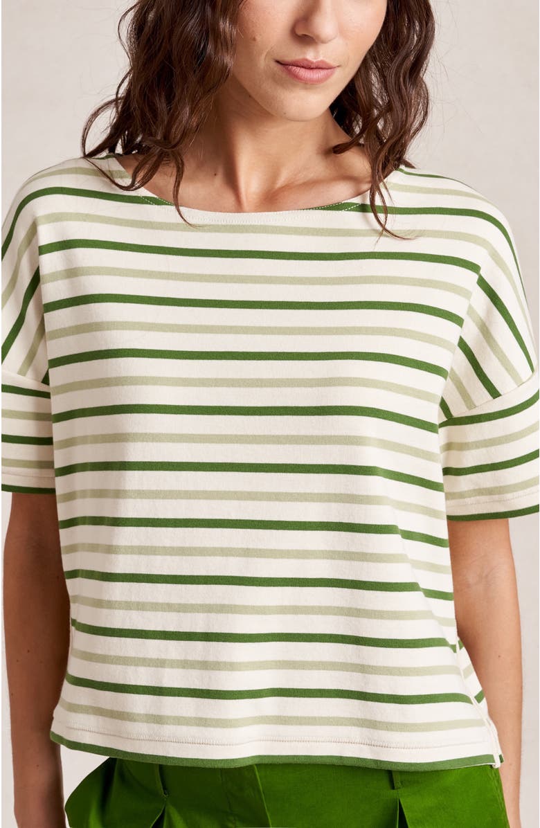 La Ligne Short Sleeve Breton Tee, Alternate, color, Ecru/Cactus/Celadon