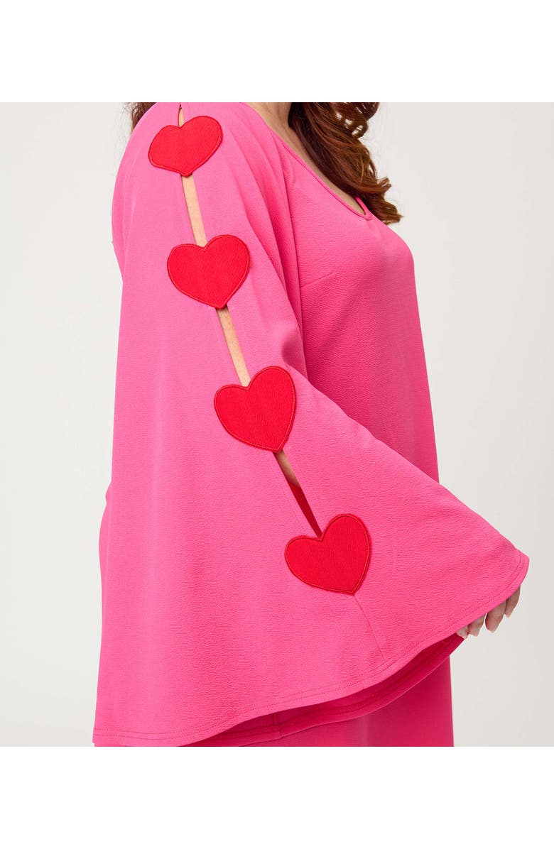 Smak Parlour Plus Size Angel Sleeve Downtown Scene Mini Fit & Flare Dress, Alternate, color, Bright Pink