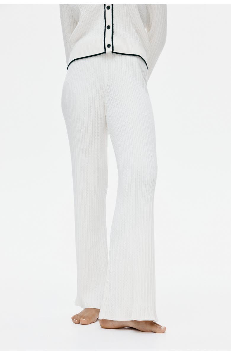 H&M Flared Cable-knit Trousers, Alternate, color, White