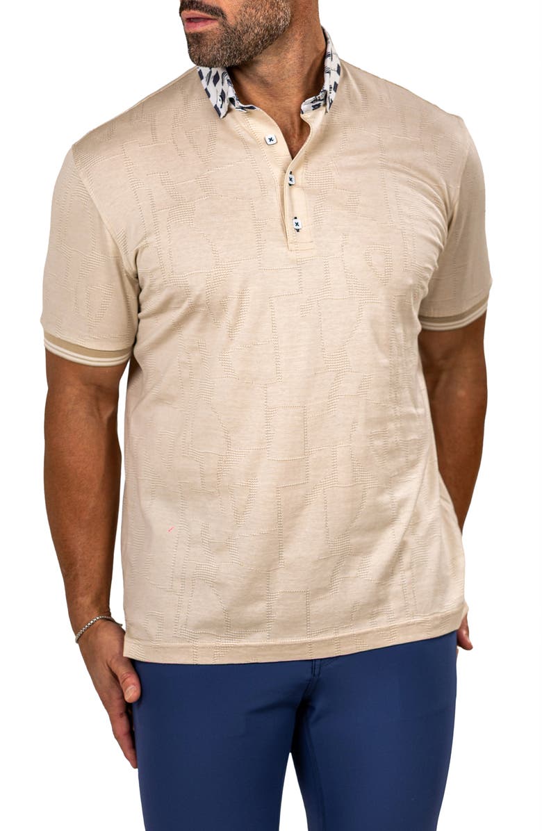 Maceoo Marthyr Textured Contrast Collar Cotton Polo, Alternate, color,