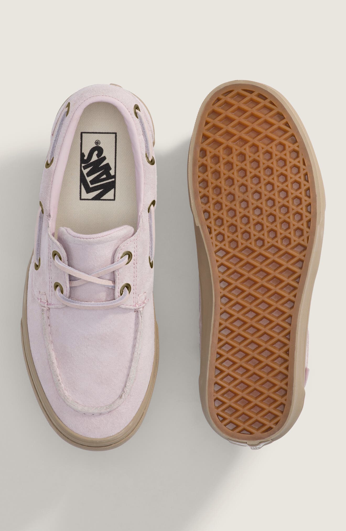 2-Eyelet Leather Boat Shoe, Alternate, color, PALE PETAL PINK