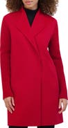 Kenneth Cole New York Knit Sleeve Wool Blend Coat