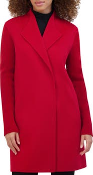 Kenneth Cole New York Knit Sleeve Wool Blend Coat