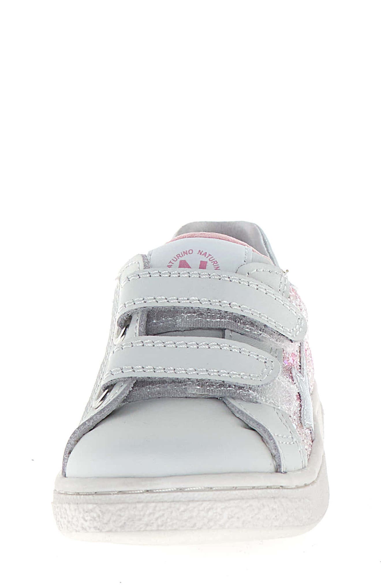 Naturino Kids' Pinn Sneaker, Alternate, color, White-Pink-Silver