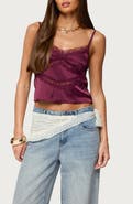 EDIKTED Tamar Satin Camisole Crop Top