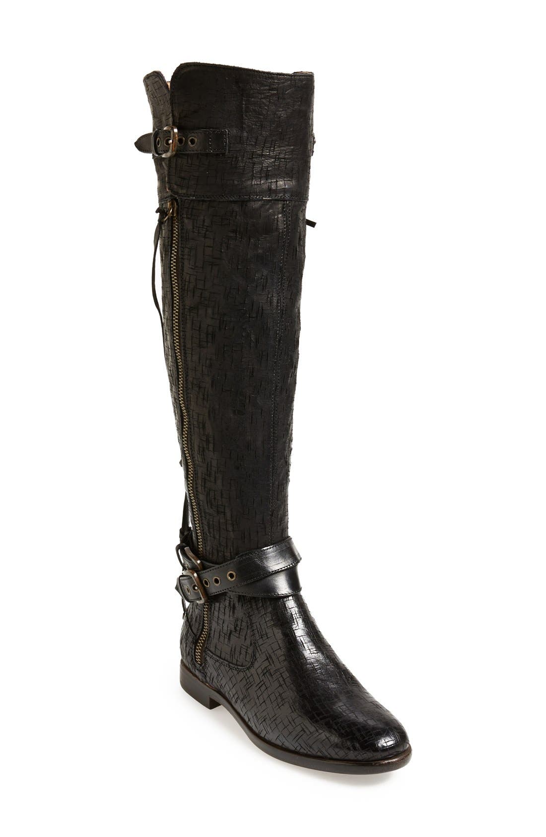 Australia Collection 'Nicoletta' Textured Leather Over the Knee Equestrian Boot, Main, color, NERO LEATHER