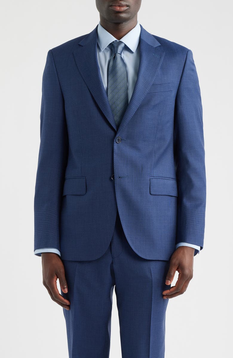 Peter Millar Flynn Classic Fit Blue Microcheck Wool Suit, Alternate, color, Blue