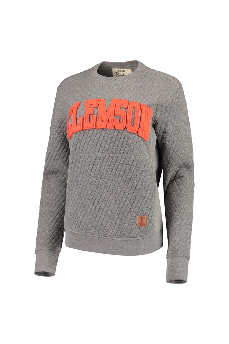 Women's Pressbox Heather Charcoal Clemson Tigers Moose Quilted Pullover Sweatshirt, Alternate, color, Heather Gray
