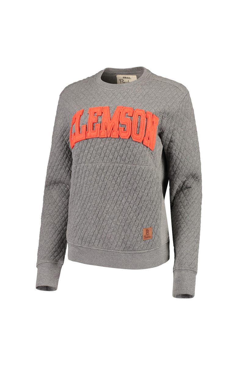 PRESSBOX Women's Pressbox Heather Charcoal Clemson Tigers Moose Quilted Pullover Sweatshirt, Alternate, color, Heather Gray