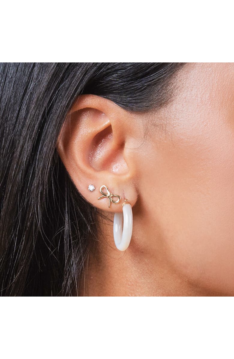 The Lovery Fine Jewelry Mother of Pearl Hoop Earrings, Alternate, color, Mother Of Pearl