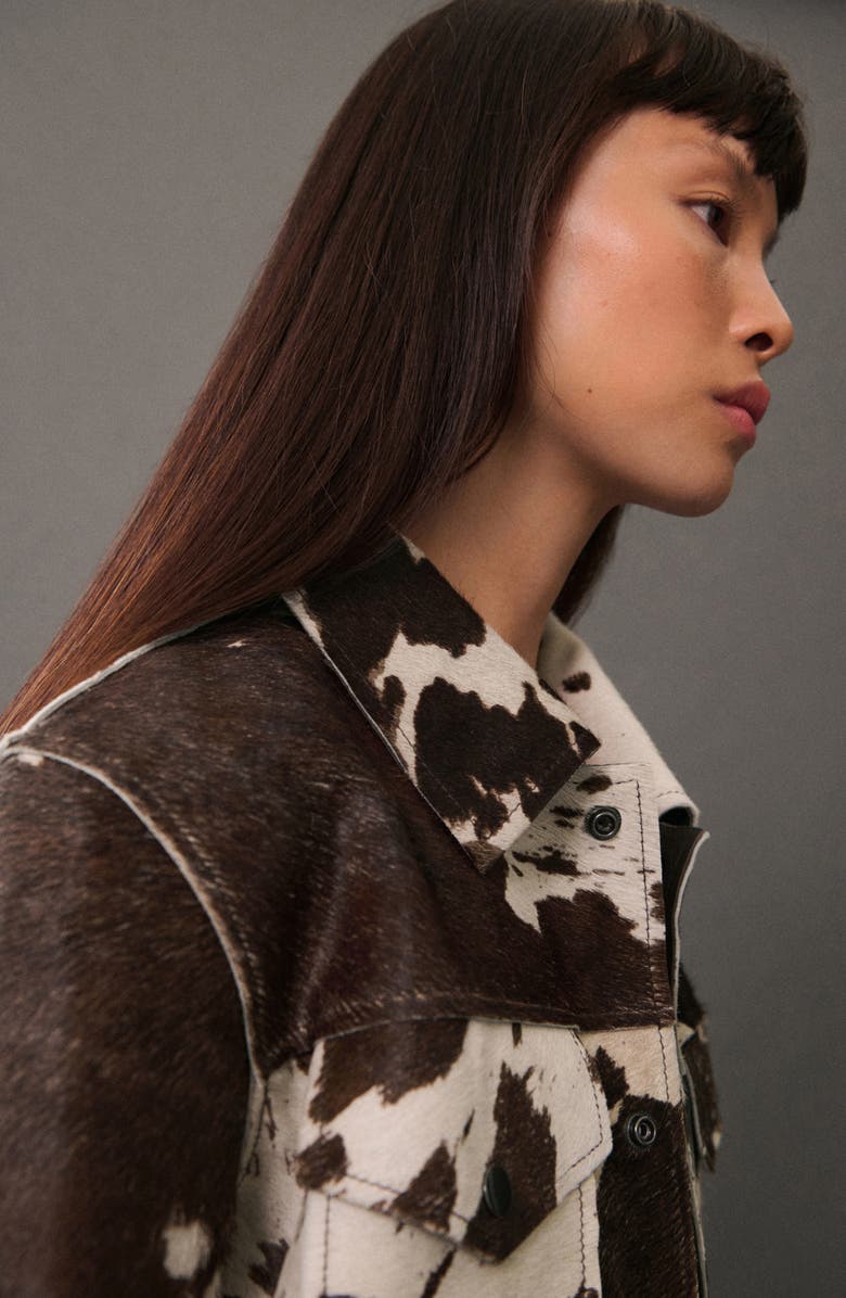 MANGO Genuine Calf Hair Jacket, Alternate, color, 