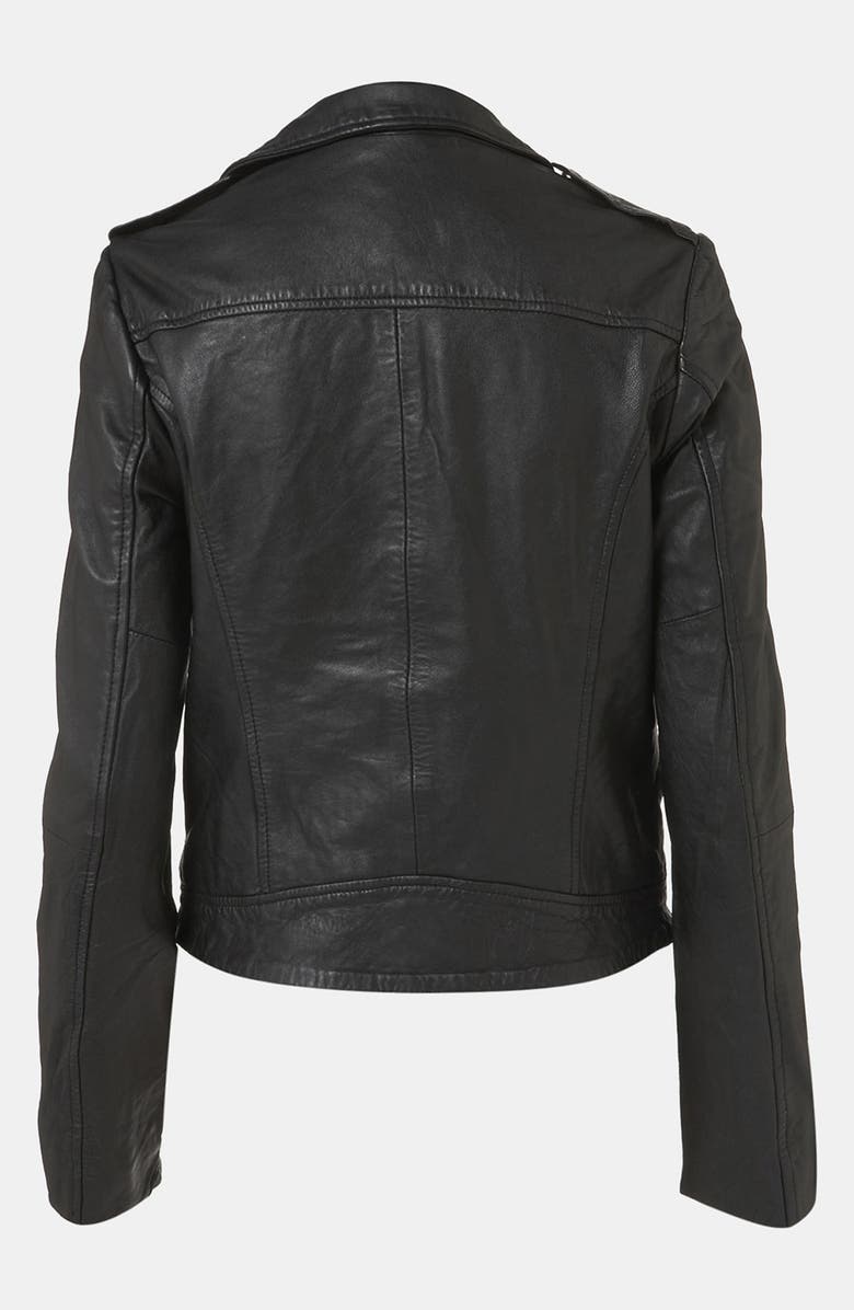 Topshop 'Winston' Leather Biker Jacket, Alternate, color, 