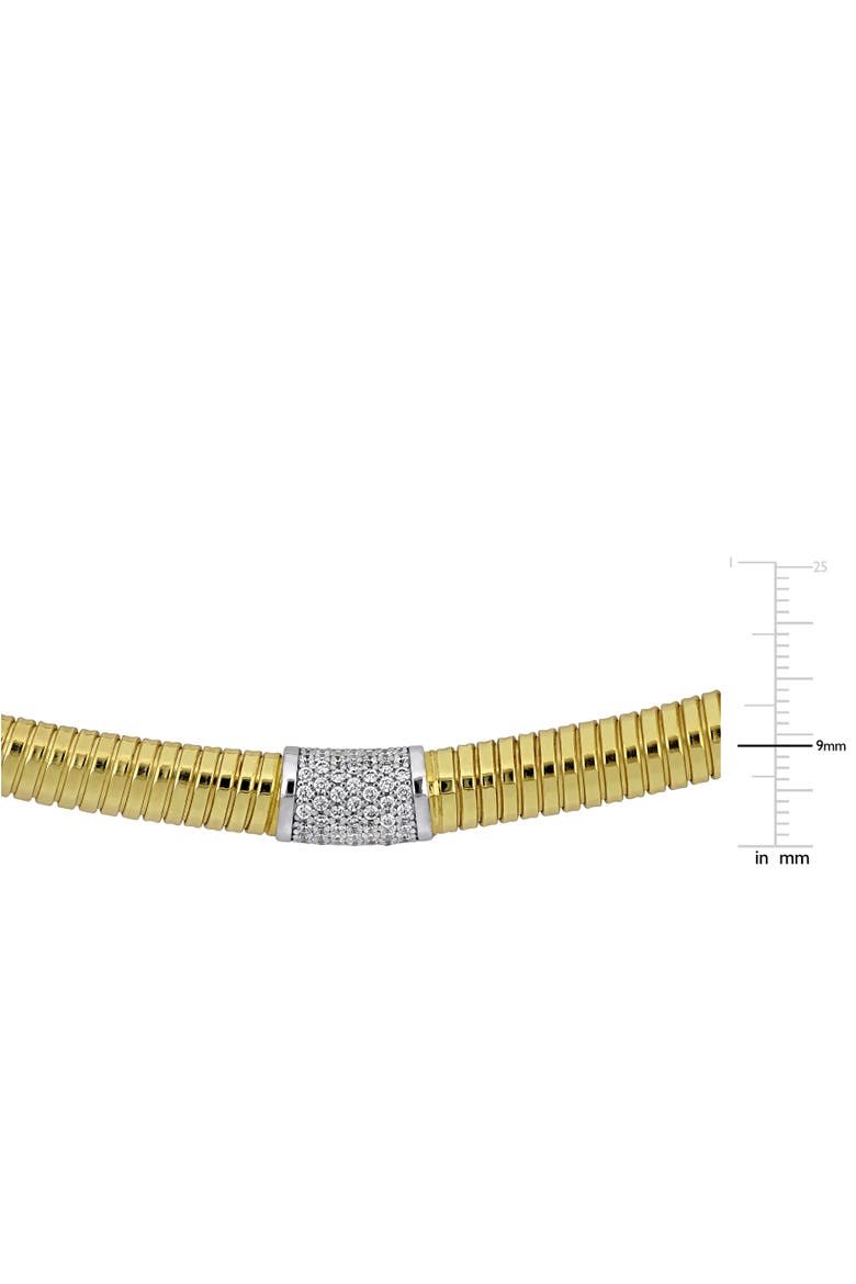 Cubic Zirconia Bombe Omega Necklace, Alternate, color, Yellow-Plated