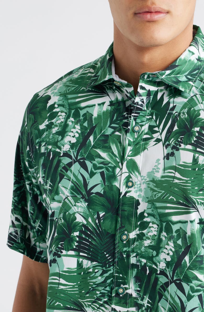 Tommy Bahama Sport Electric Blooms Camp Shirt, Alternate, color, Team Green