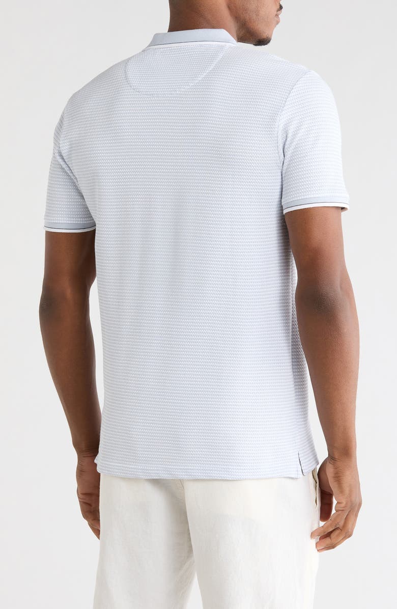 DENIM AND FLOWER Textured Horizontal Stripe Quarter Zip Knit Polo, Alternate, color, Light Blue