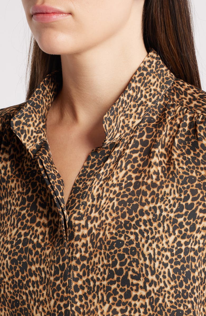 FRAME Gillian Leopard Print Puff Sleeve Silk Top, Alternate, color,