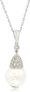SUZY LEVIAN Sterling Silver 9mm Freshwater Pearl & Created Sapphire Pendant