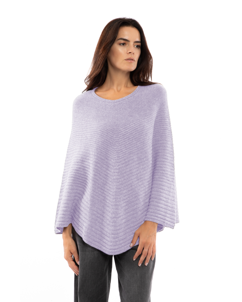 Pure Cashmere Ribbed Knit Poncho