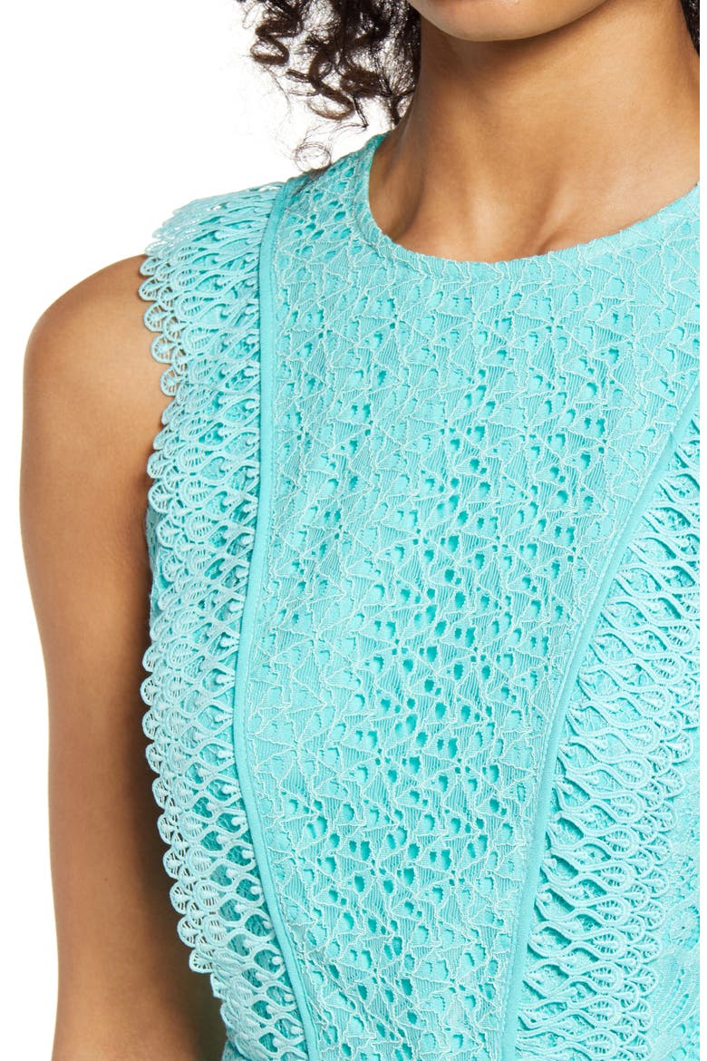 Shayna Mixed Lace Dress, Alternate, color, AQUA BLUE