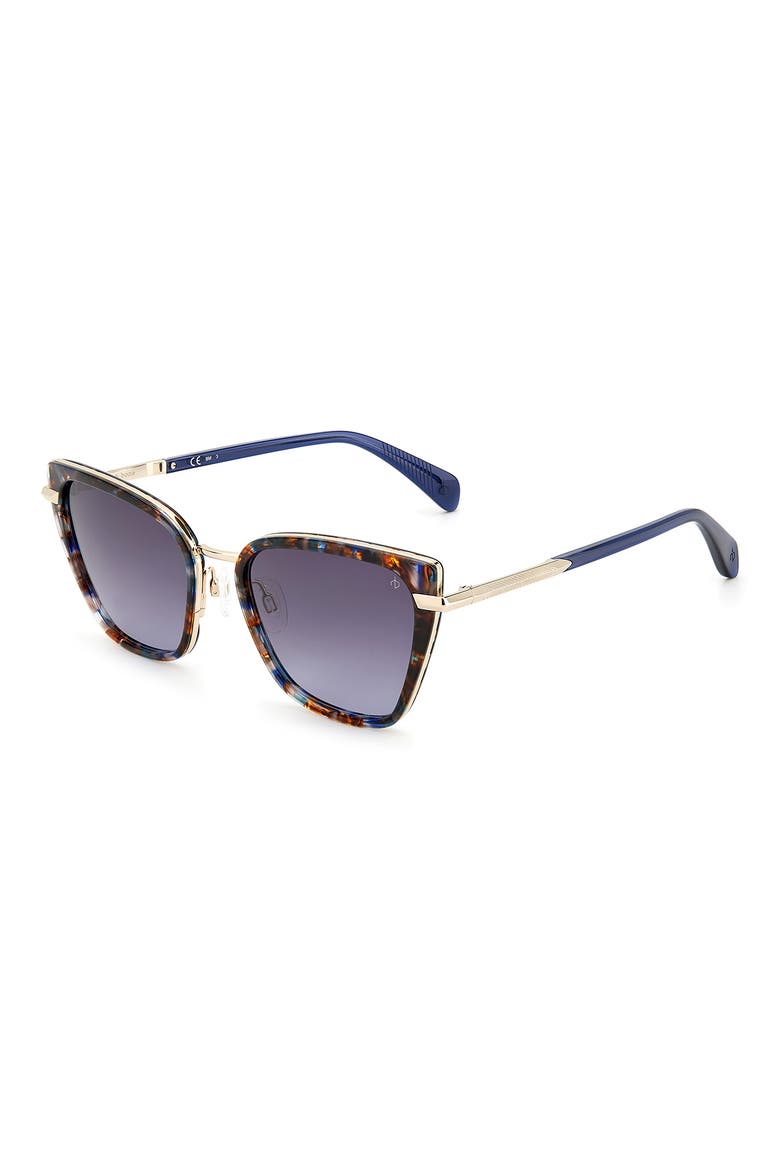 56mm Gradient Cat Eye Sunglasses, Alternate, color, BLUE HAVANA / GREY SHADED