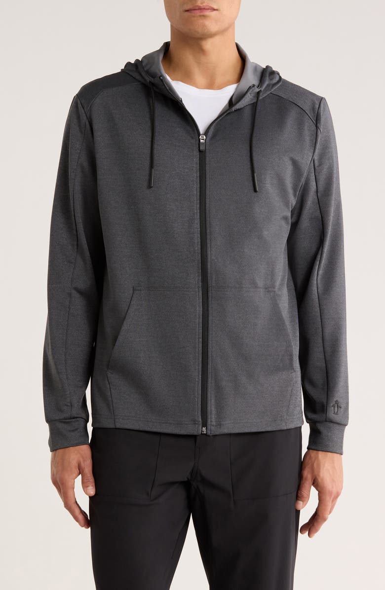 ORIGINAL PENGUIN SPORT Full Zip Midweight Hoodie, Main, color, Dark Caviar Heather