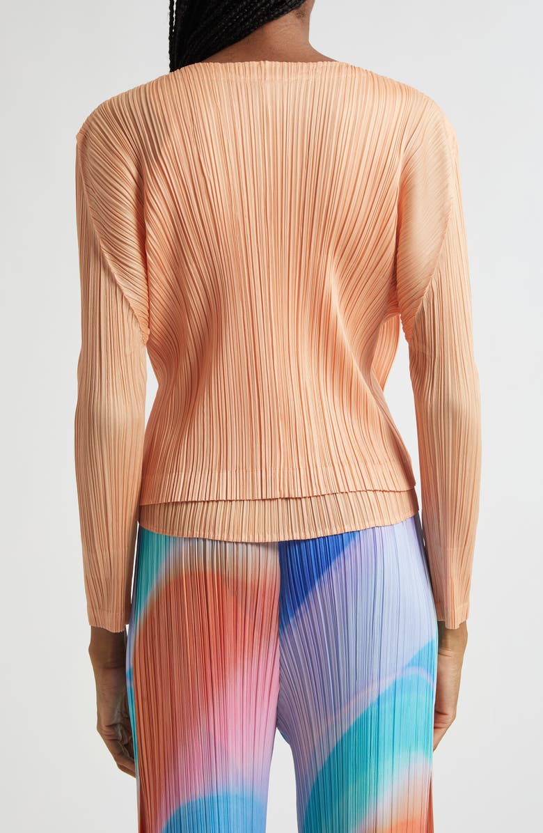 Pleats Please Issey Miyake Monthly Colors August Pleated Cardigan, Alternate, color, Coral Orange
