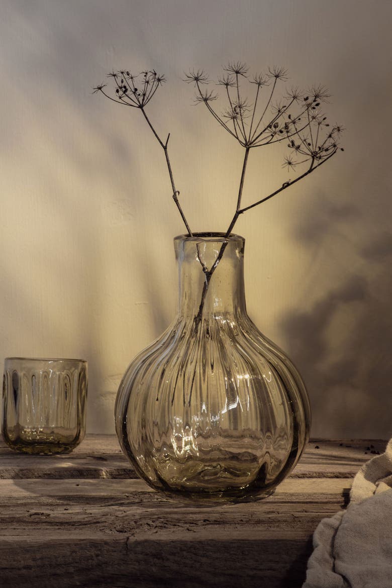 Handblown Fluted Carafe Set, Alternate, color, Black