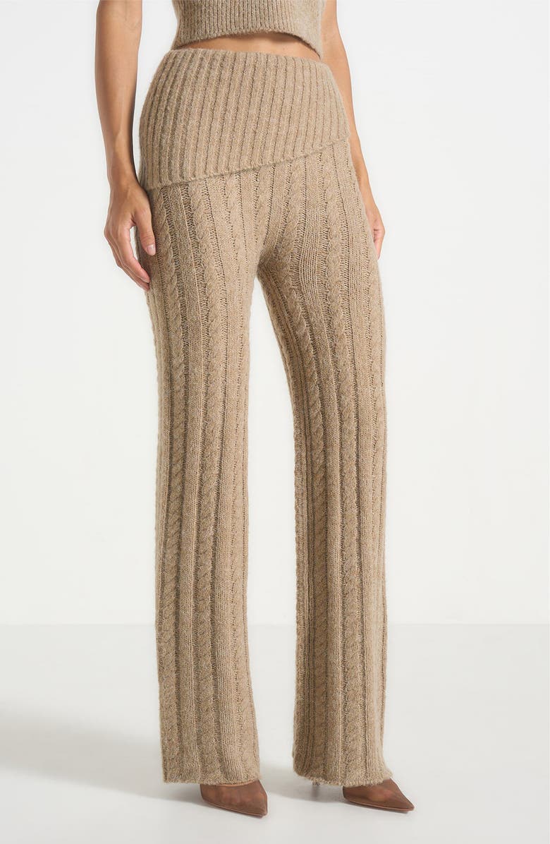 Manière De Voir Elvy Cable Knit Foldover Fit & Flare Bottoms, Alternate, color, Taupe