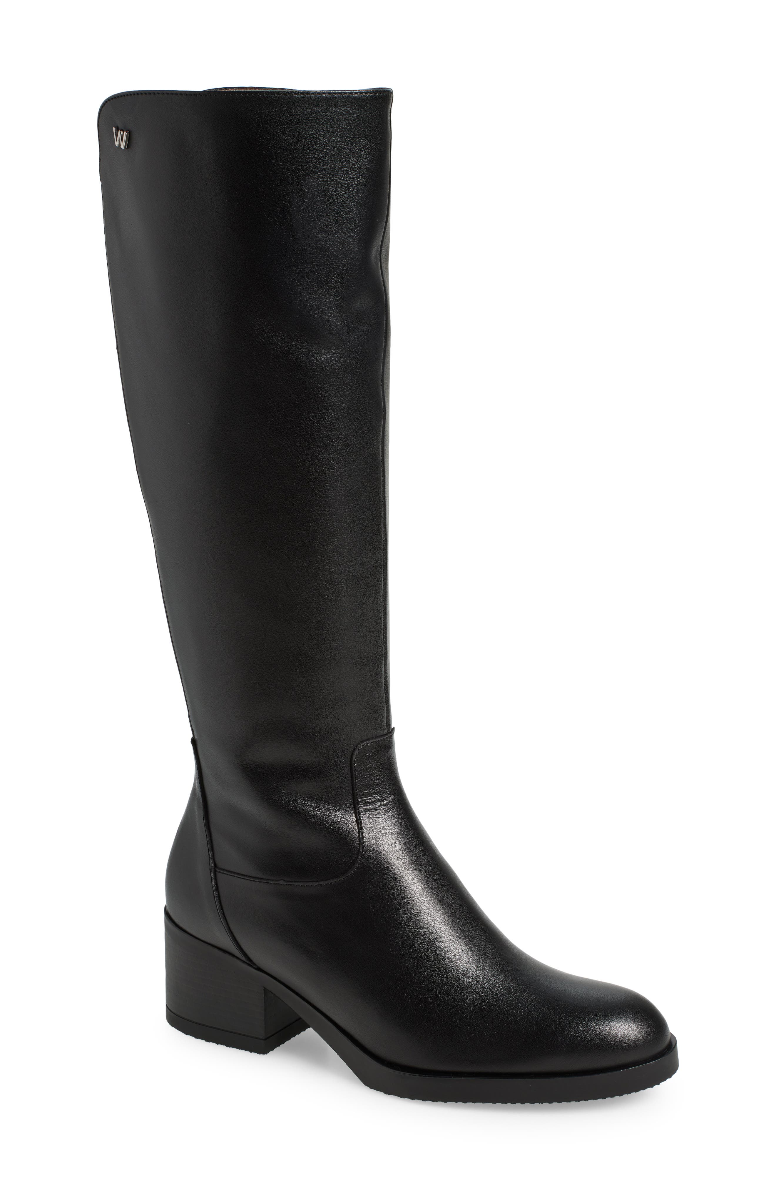 Wonders Classic Knee High Boot, Main, color, Black Leather