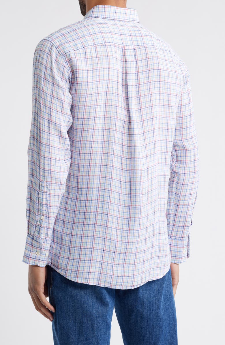 Peter Millar Clambake Plaid Linen Button-Up Shirt, Alternate, color, Multi