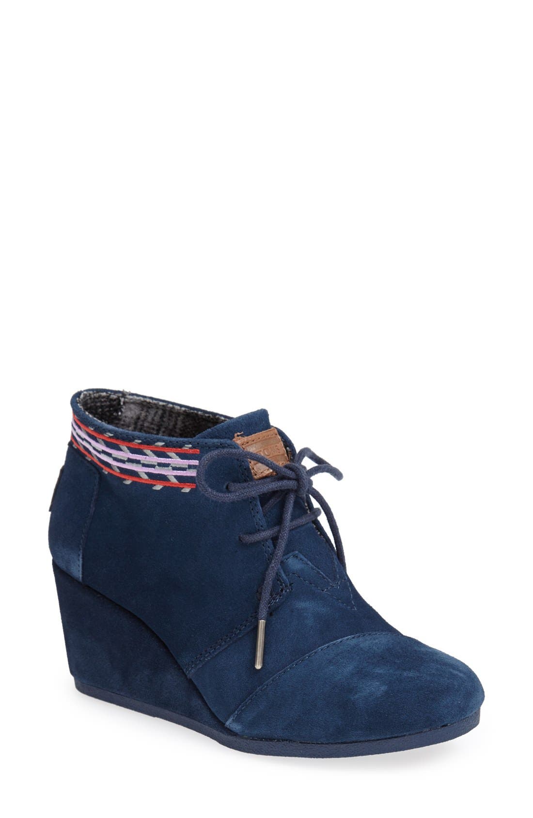 'Desert' Suede Wedge Bootie, Main, color, NAVY