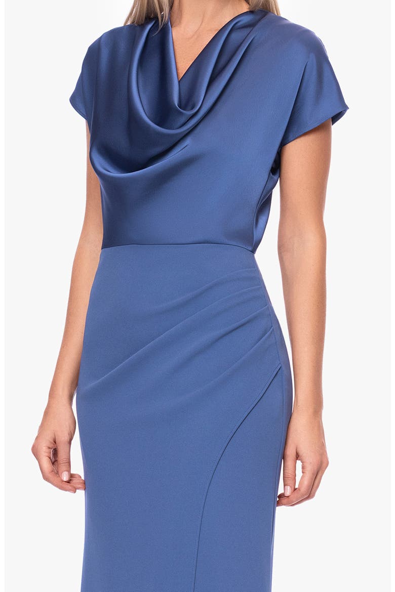 Cowl Neck Satin Dress, Alternate, color, SLATE
