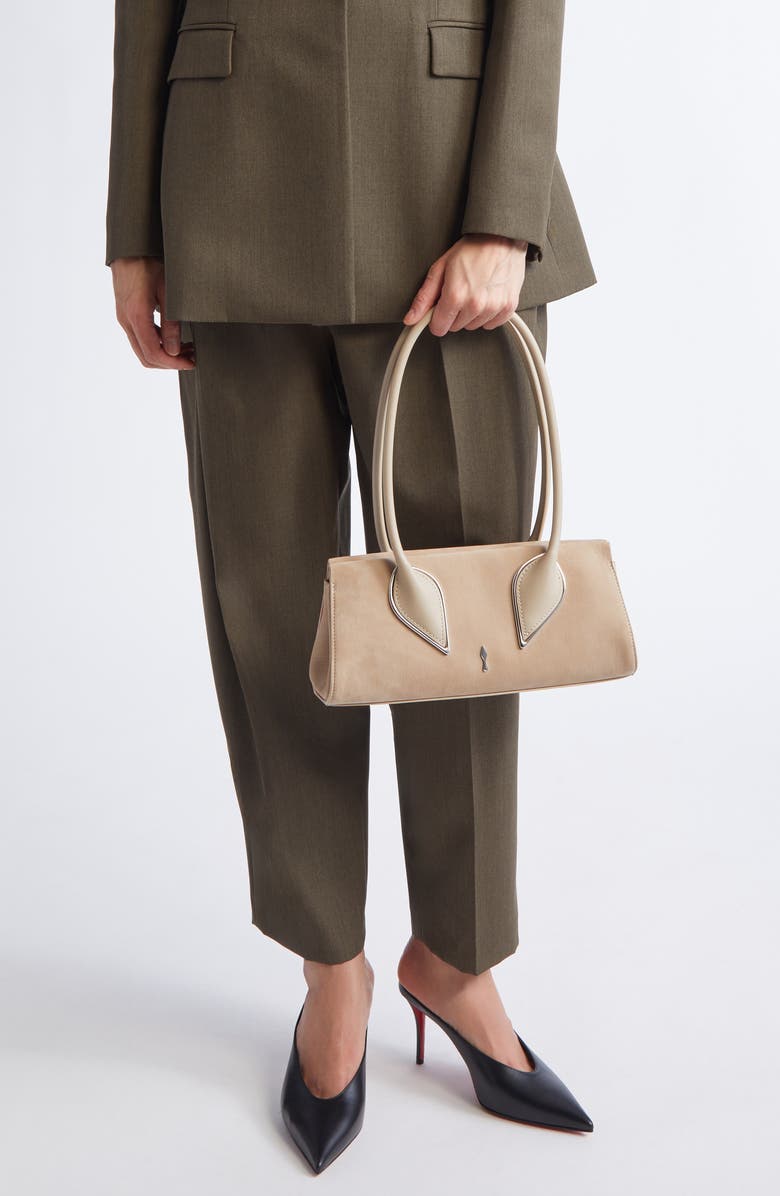 Christian Louboutin Medium Baguette Nubuck Leather Shoulder Bag, Alternate, color, F702 Saharienne