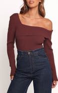 Petal & Pup Aleena One-Shoulder Rib Sweater