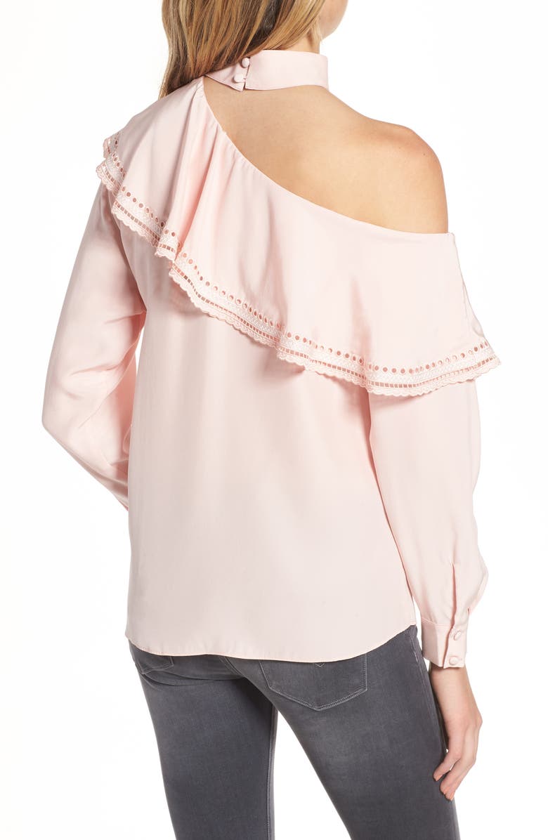 Parker Bellini One-Shoulder Silk Blouse, Alternate, color, 