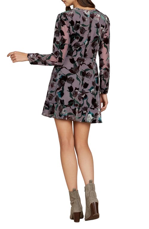 Matty M . Long Sleeve Burnout Dress In Purple