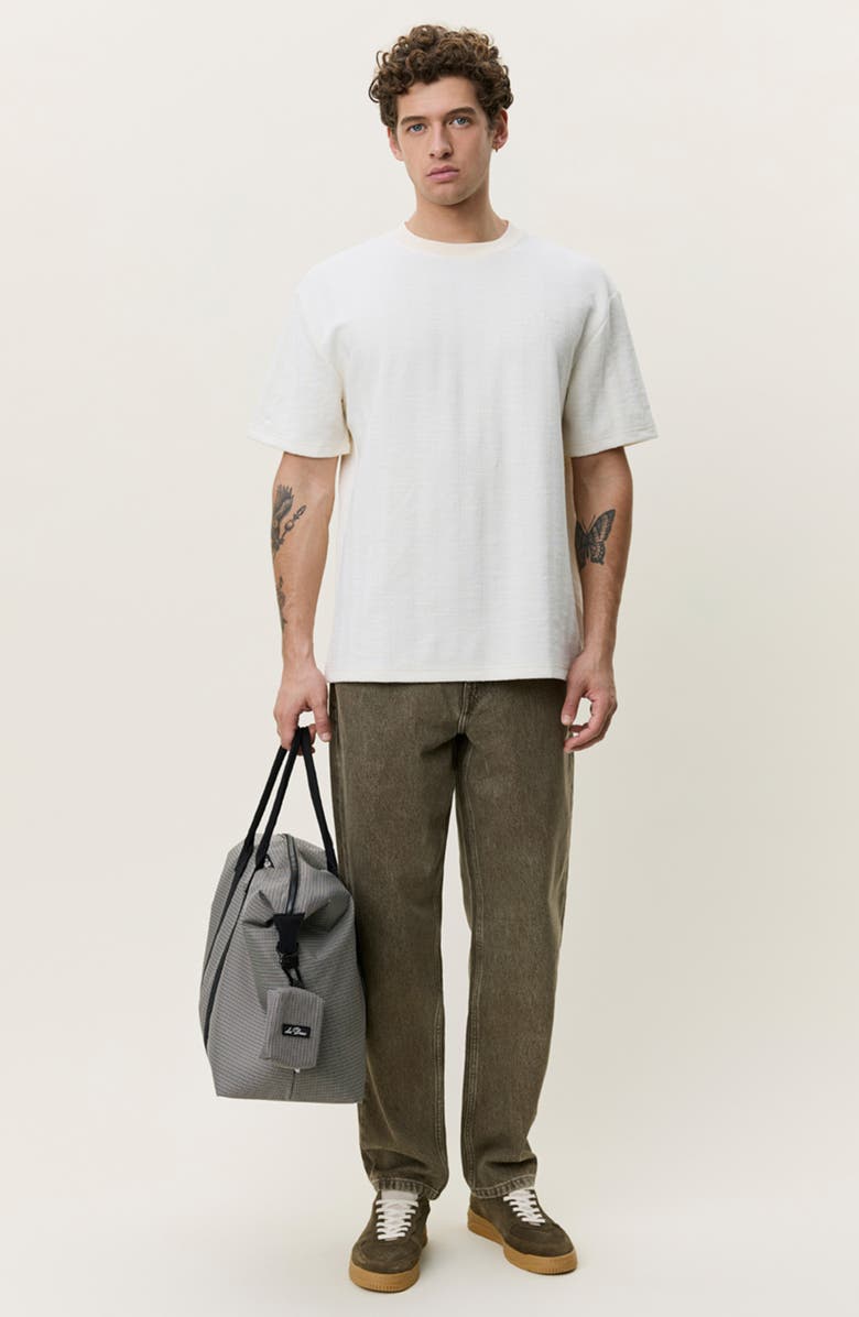 Les Deux Stripe Jacquard T-Shirt, Alternate, color, Eggnog White