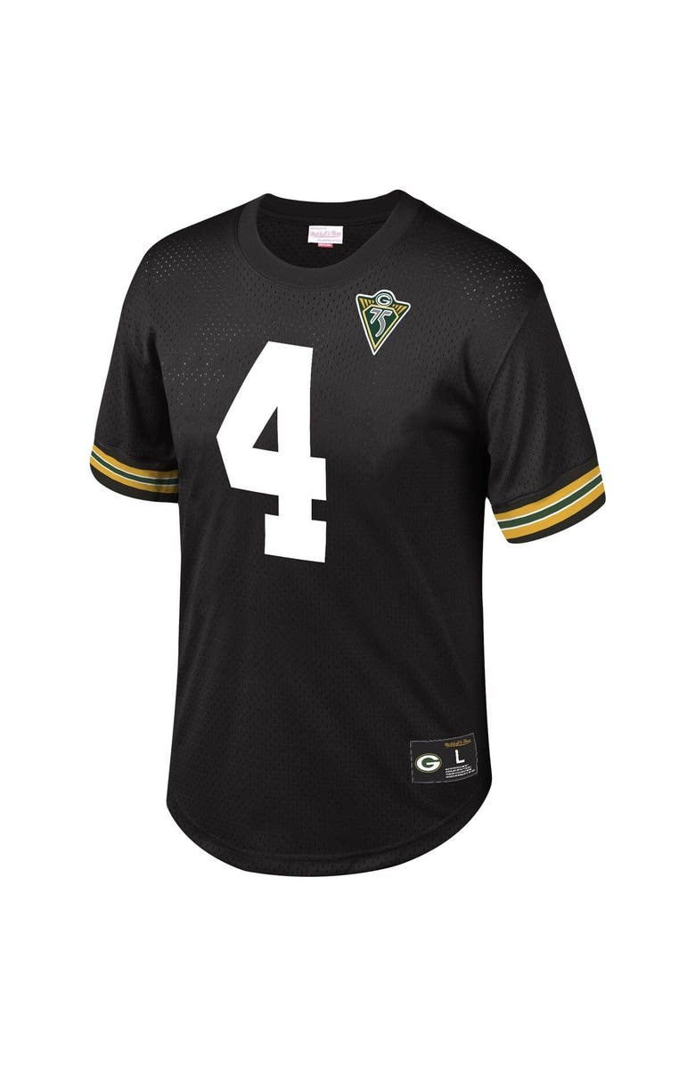 Mitchell & Ness Men's Mitchell & Ness Brett Favre Black Green Bay Packers Retired Player Name & Number Mesh Top, Alternate, color, 